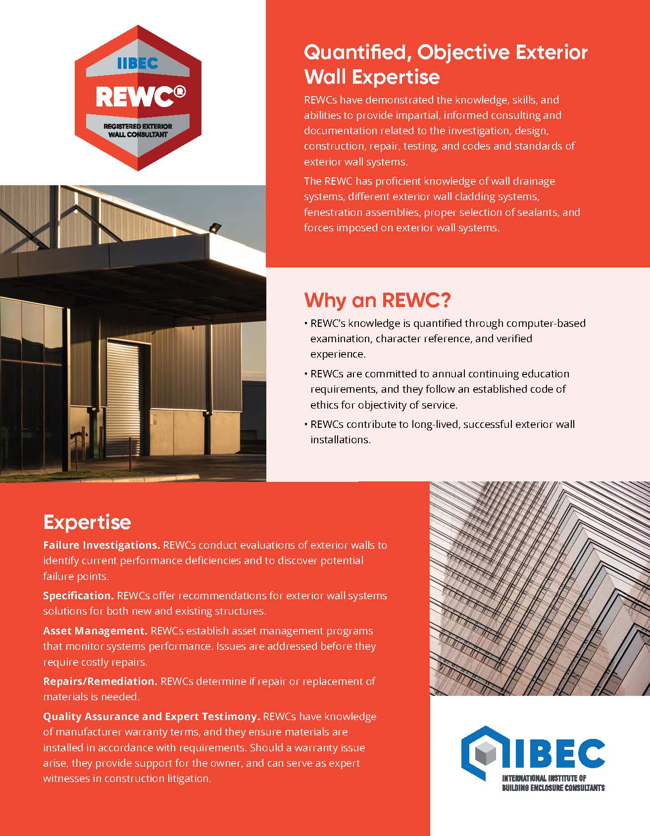IIBEC Registered Exterior Wall Consultant marketing flyer.