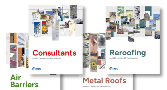 A collage of covers for four IIBEC Interface 25-Year Collections