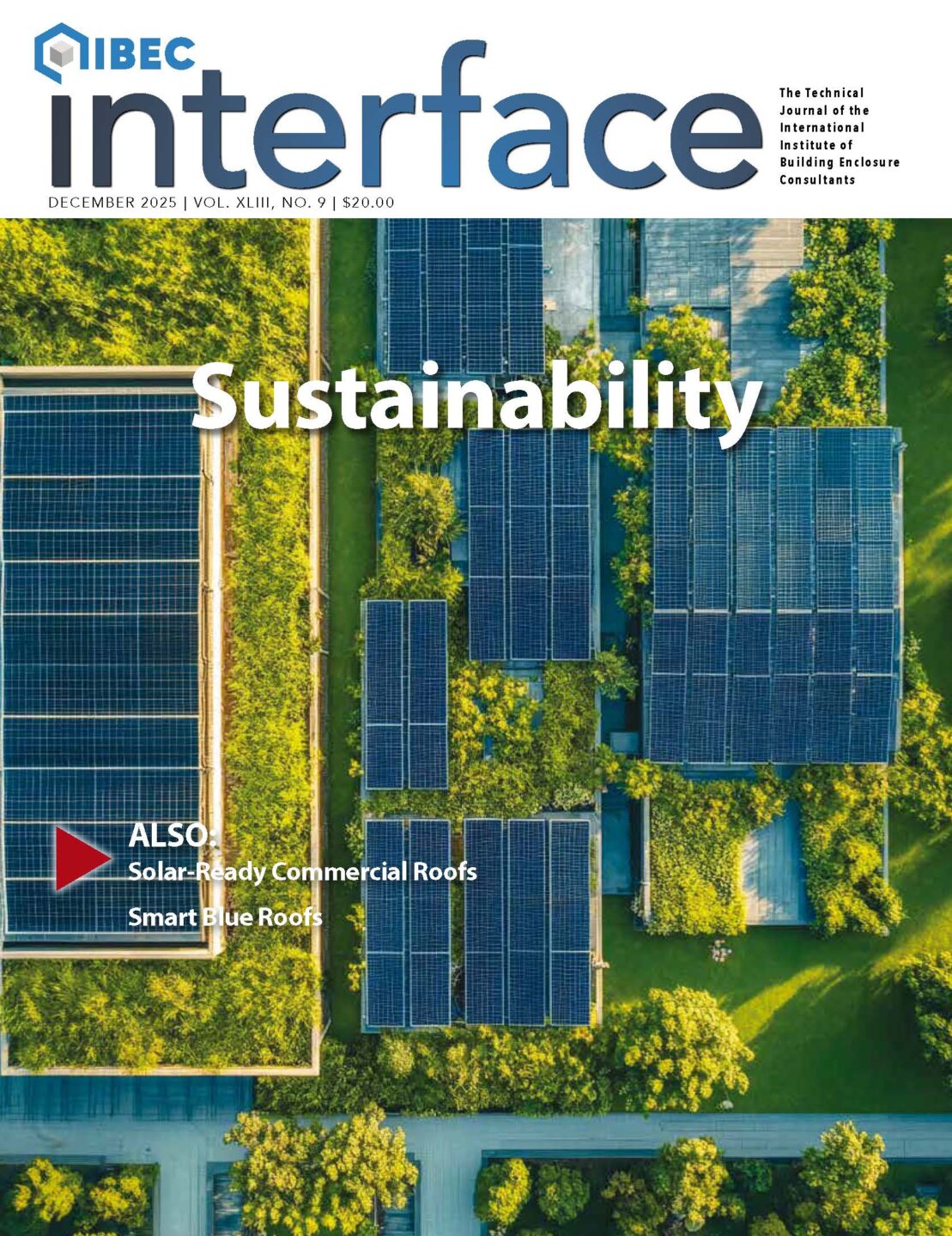 Cover of the December 2025 IIBEC Interface with a theme of sustainability