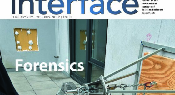 Cover of the February 2026 IIBEC Interface with a focus on forensics.
