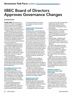 The first page of an article on proposed IIBEC Governance changes.