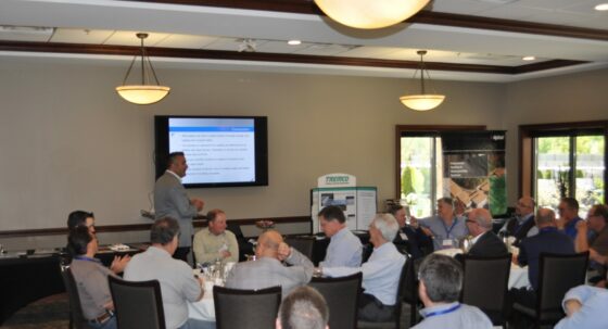 lecturer giving presentation