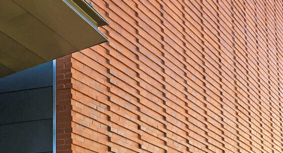 corbeled bricks on Billerica Memorial High School