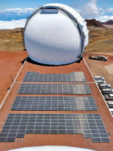 solar panels in front of Keck dome