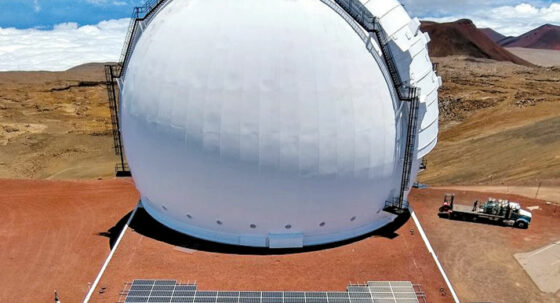 solar panels in front of Keck dome