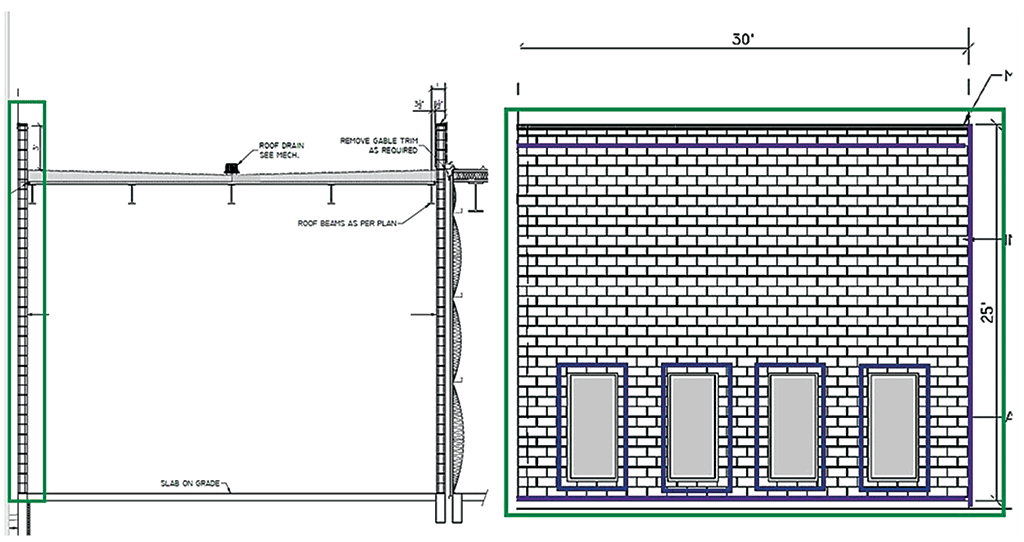 brick wall elevation drawing