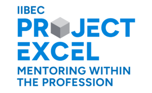 Blue writing saying, IIBEC Project Excel Mentoring Within the Profession.