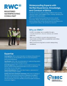 IIBEC Registered Waterproofing Consultant (RWC) flyer.