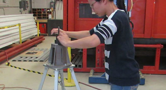 woman with equipment